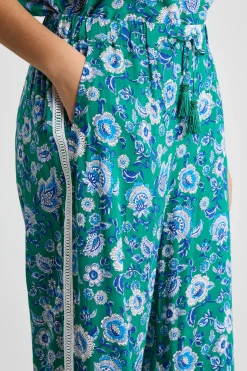 Pantalone ampio con coulisse - Verde Blu
