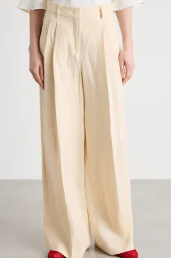 Pantalone ampio con doppia pince - Beige