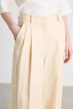 Pantalone ampio con doppia pince - Beige