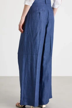 Pantalone ampio con doppia pince - Blu