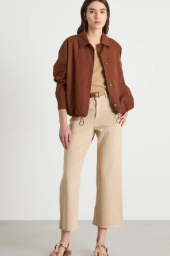 Pantalone ampio con orlo alto - Beige