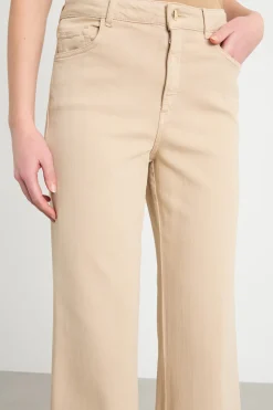 Pantalone ampio con orlo alto - Beige
