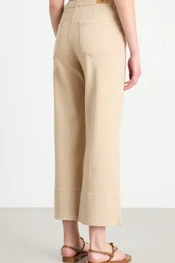 Pantalone ampio con orlo alto - Beige