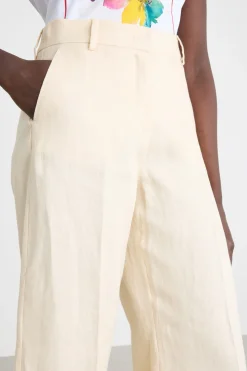 Pantalone ampio con piega stirata - Beige