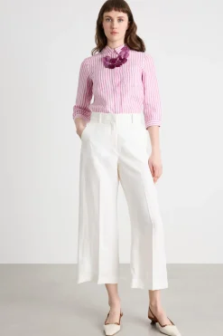 Pantalone ampio con piega stirata - Bianco