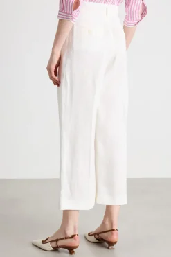 Pantalone ampio con piega stirata - Bianco