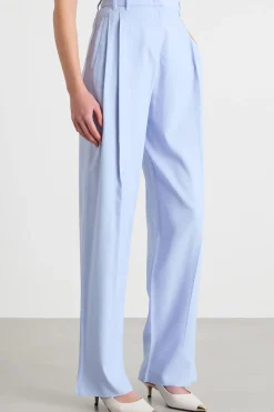 Pantalone ampio con pieghe - Azzurro