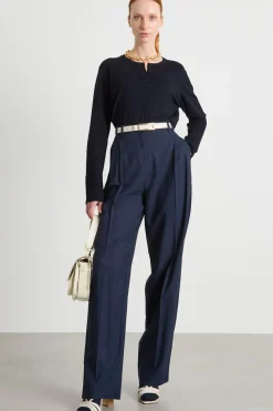 Pantalone ampio con pieghe - Blu