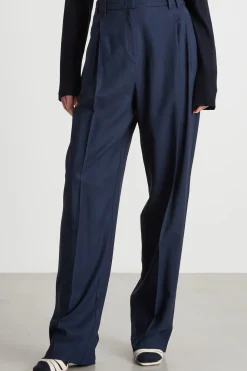 Pantalone ampio con pieghe - Blu