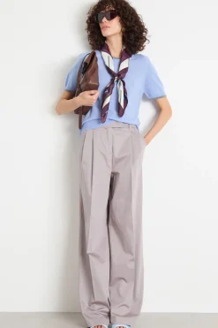 Pantalone ampio con pieghe in raso - Grigio
