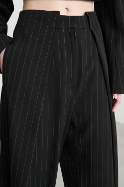 Pantalone ampio con pieghe - Nero