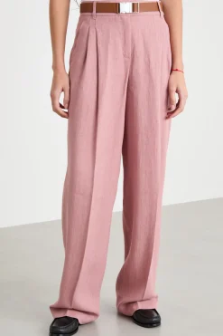 Pantalone ampio con pieghe - Rosa