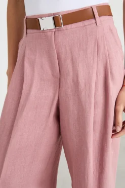 Pantalone ampio con pieghe - Rosa