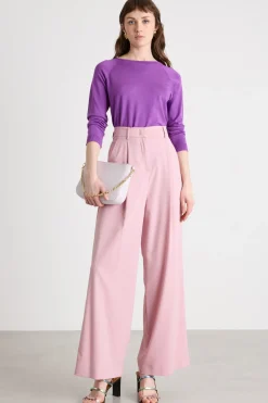 Pantalone ampio con pieghe - Rosa