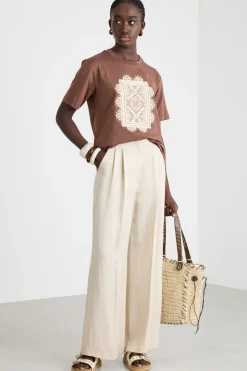 Pantalone ampio con pinces - Beige