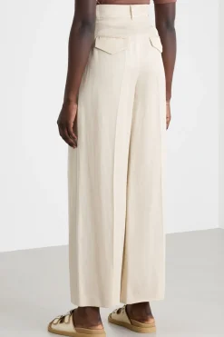 Pantalone ampio con pinces - Beige
