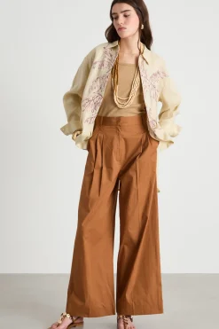 Pantalone ampio con pinces - Marrone