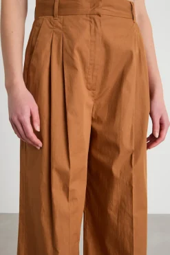 Pantalone ampio con pinces - Marrone