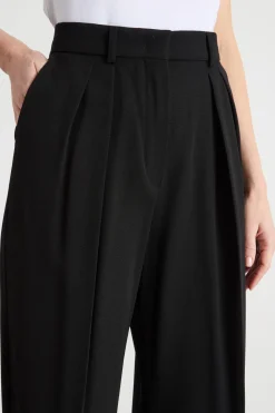 Pantalone ampio con pinces - Nero