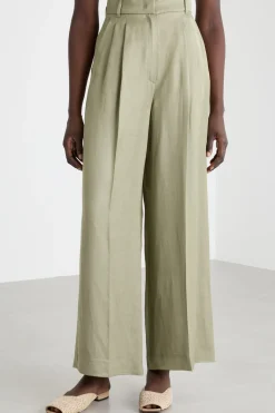 Pantalone ampio con pinces - Verde
