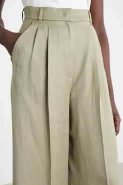 Pantalone ampio con pinces - Verde