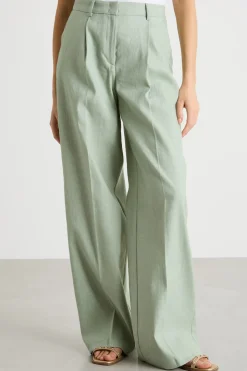 Pantalone ampio con pinces - Verde