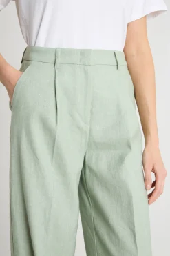 Pantalone ampio con pinces - Verde