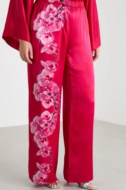 Pantalone ampio con stampa piazzata - Fuxia
