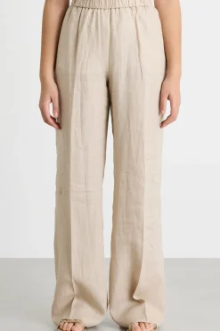 Pantalone ampio con vita elasticizzata - Beige