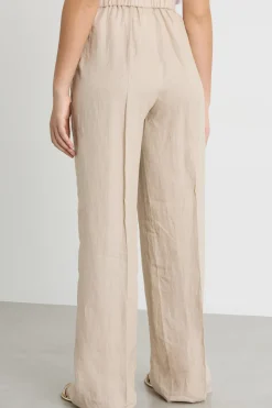 Pantalone ampio con vita elasticizzata - Beige