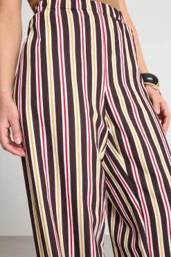 Pantalone ampio con vita elasticizzata - Marrone Giallo Rosso