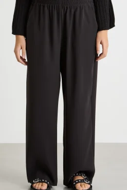 Pantalone ampio con vita elasticizzata - Nero