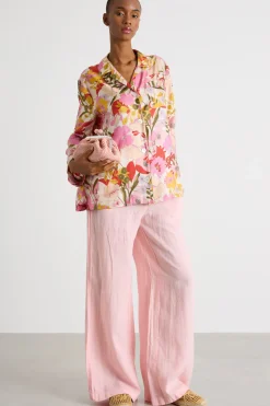 Pantalone ampio con vita elasticizzata - Rosa