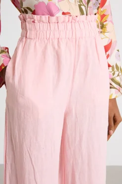 Pantalone ampio con vita elasticizzata - Rosa