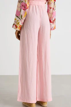 Pantalone ampio con vita elasticizzata - Rosa