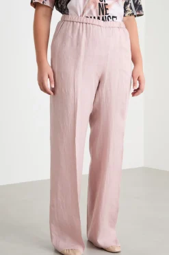 Pantalone ampio con vita elasticizzata - Rosa