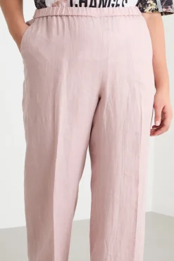 Pantalone ampio con vita elasticizzata - Rosa
