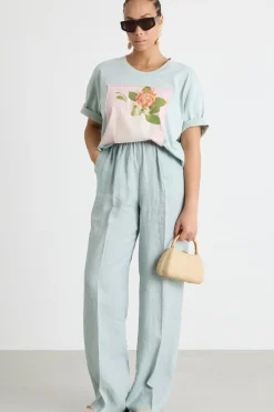 Pantalone ampio con vita elasticizzata - Verde