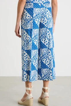 Pantalone ampio e crop - Blu Bianco