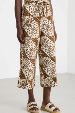 Pantalone ampio e crop - Marrone