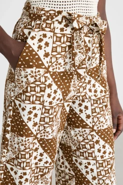 Pantalone ampio e crop - Marrone