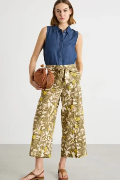 Pantalone ampio e crop - Verde Giallo Bianco