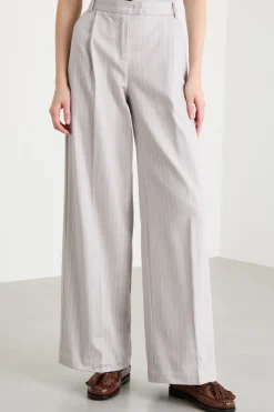 Pantalone ampio gessato - Grigio