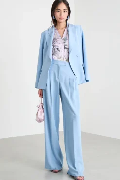 Pantalone ampio in cady - Azzurro