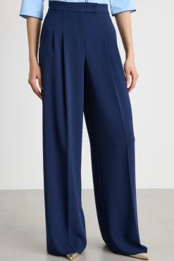 Pantalone ampio in cady - Blu