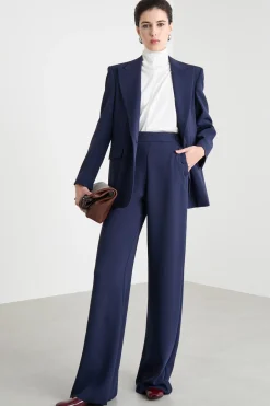 Pantalone ampio in cady - Blu
