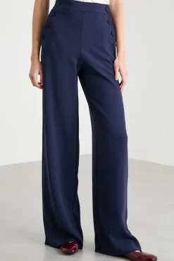 Pantalone ampio in cady - Blu