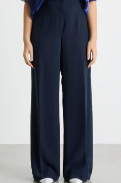 Pantalone ampio in crepe - Blu