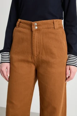 Pantalone ampio in drill - Marrone