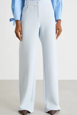 Pantalone ampio in felpa - Azzurro
